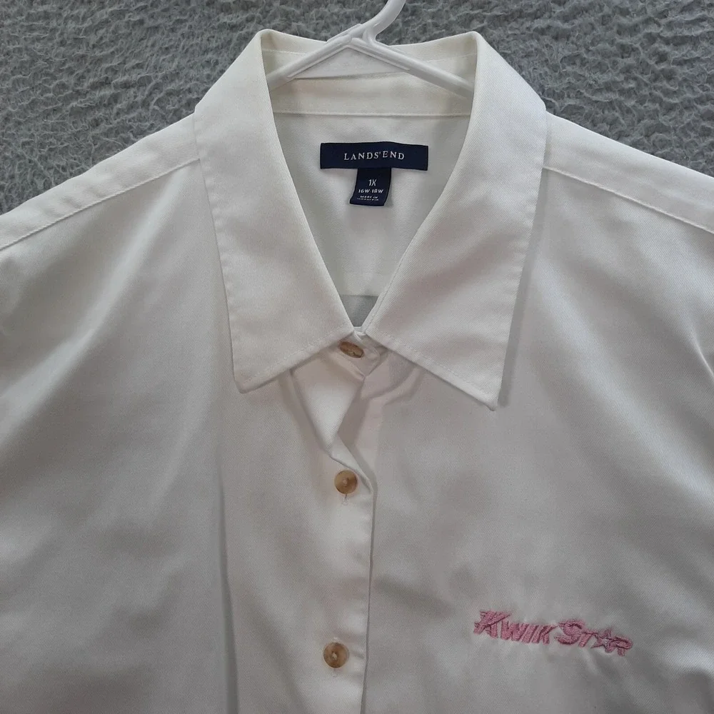 Kwik Star Shirt Womens 1X White Replacement Employee Uniform Workwear Button Up - Picture 6 of 8